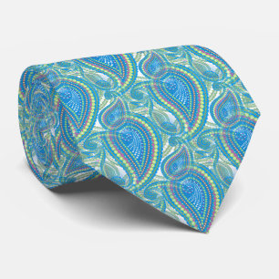 Blaue Veilchen-Limettgrün-Paisley-Blumenmuster Krawatte