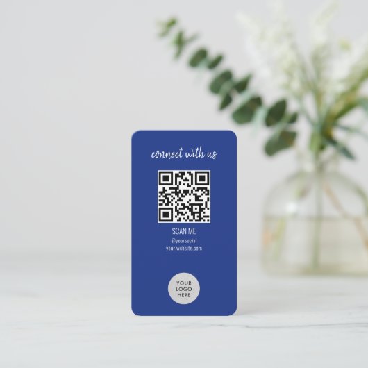 Blaue Verbindung mit QR-Code von uns Visitenkarte (Stehend Vorderseite)