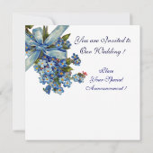 BLAUE VERGESSEN MICH NOTS MONOGRAM , WEDING PARTY EINLADUNG (Rückseite)
