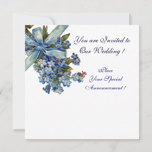 BLAUE VERGESSEN MICH NOTS MONOGRAM , WEDING PARTY EINLADUNG (Rückseite)