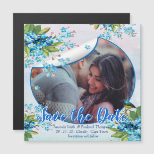 Blaue Vergissmeinnicht-Blumen-Save-the-Date-Karten Magneteinladung