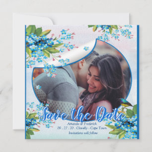 Blaue Vergissmeinnicht-Blumen-Save-the-Date-Karten Save The Date