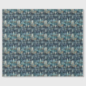 Blaue verlassene Mitternachts-Friedhof-Wasserfarbe Geschenkpapier (Flach)