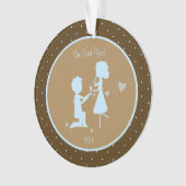 Blaue Verlobung sagte sie ja personalisierte Ornament (Vorderseite)