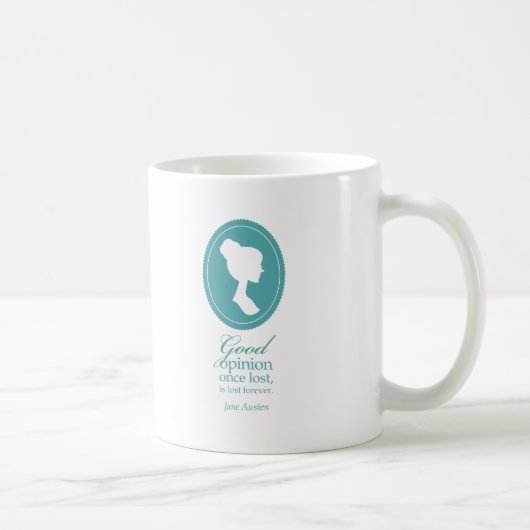 Blaue verlorenes Zitat-Geschenk Jane Austens gute Kaffeetasse (Rechts)