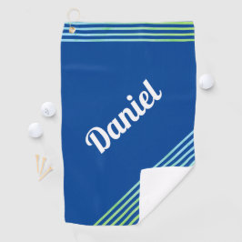 Blaue vertikale Streifen Name Moderner Spieler Gol Golfhandtuch