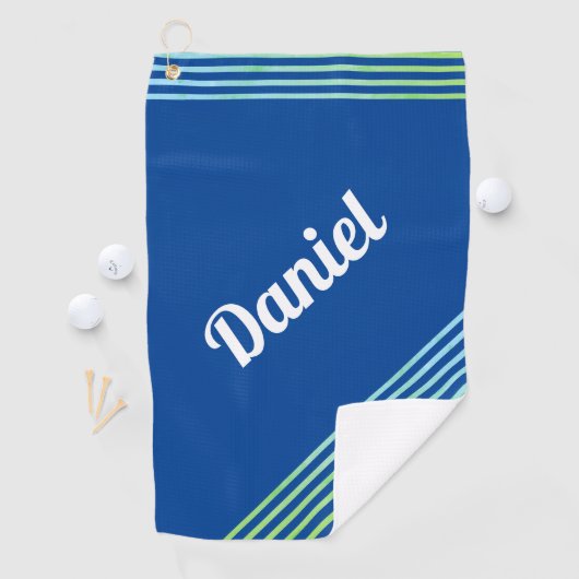 Blaue vertikale Streifen Name Moderner Spieler Gol Golfhandtuch (Insitu)