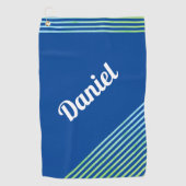 Blaue vertikale Streifen Name Moderner Spieler Gol Golfhandtuch (Vorderseite)