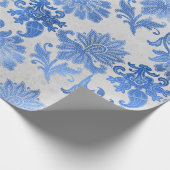 Blaue Verzierte Blume in Weiß Geschenkpapier (Ecke)