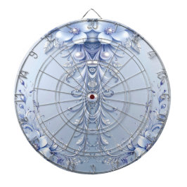 Blaue Verzierte Blumen Dartboard Dartscheibe