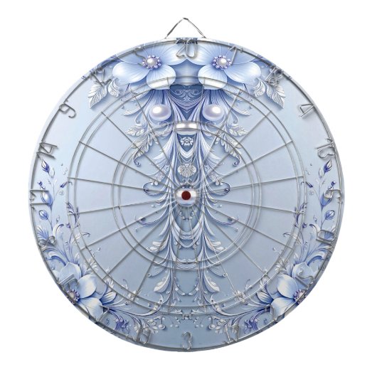 Blaue Verzierte Blumen Dartboard Dartscheibe (vorne)