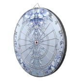 Blaue Verzierte Blumen Dartboard Dartscheibe (Vorderseite rechts)