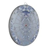 Blaue Verzierte Blumen Dartboard Dartscheibe (Vorderseite Links)