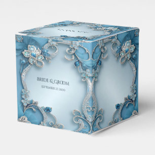 Blaue verzierte Blumen-Geschenkbox Geschenkschachtel