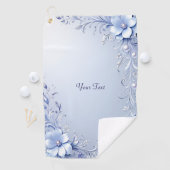 Blaue Verzierte Blumen Golfhandtuch (Insitu)
