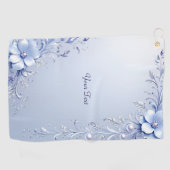 Blaue Verzierte Blumen Golfhandtuch (Horizontal)