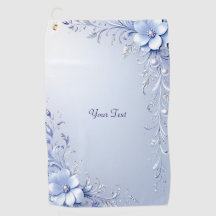 Blaue Verzierte Blumen Golfhandtuch