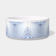 Blaue verzierte Blumen Haustier Schüssel