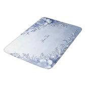 Blaue verzierte Blumen mit Perlen Badematte (Schrägansicht)