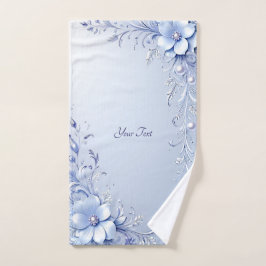 Blaue verzierte Blumen mit Perlen Handtuch-Set Badhandtuch Set