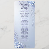 Blaue Verzierte Blumen mit Perlen Hochzeitsprogram Programm (Rückseite)