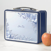 Blaue verzierte Blumen mit Perlen Lunchbox (Beispiel)