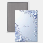 Blaue Verzierte Blumen mit Perlen Magnet (Vorderseite/Rückseite)