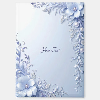 Blaue Verzierte Blumen mit Perlen Magnet