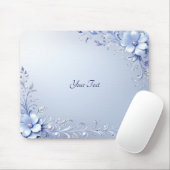 Blaue verzierte Blumen mit Perlen-Mauspad Mousepad (Mit Mouse)