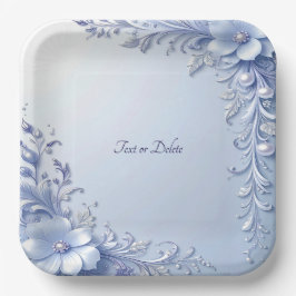 Blaue verzierte Blumen mit Perlen-Papierteller Pappteller