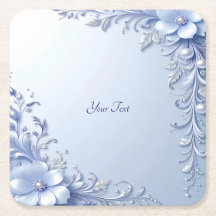 Blaue verzierte Blumen mit Perlen-Papieruntersetze