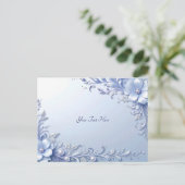Blaue verzierte Blumen mit Perlen Postkarte (Stehend Vorderseite)