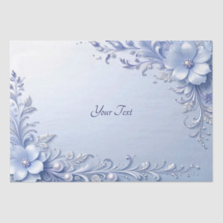 Blaue verzierte Blumen mit Perlen Seidenpapier