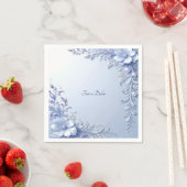 Blaue verzierte Blumen mit Perlen Serviette (Beispiel)