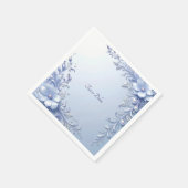 Blaue verzierte Blumen mit Perlen Serviette (Ecke)