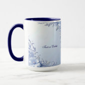Blaue verzierte Blumen mit Perlen Tasse (Links)