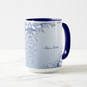 Blaue verzierte Blumen mit Perlen Tasse (VorderseiteRechts)
