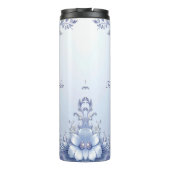 Blaue verzierte Blumen mit Perlen Thermosbecher (Rückseite)