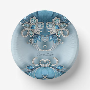 Blaue Verzierte Blumen Pappteller