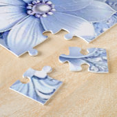 Blaue Verzierte Blumen Puzzle (Seite)