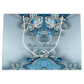 Blaue Verzierte Blumenbeutel Große Geschenktüte (Vorderseite)