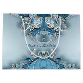 Blaue Verzierte Blumenbeutel Große Geschenktüte (Rückseite)