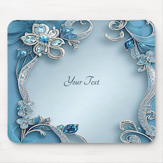 Blaue Verzierte Blumenmauspad Mousepad (Vorne)