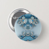 Blaue Verzierte Blumentaste Button (Vorne & Hinten)