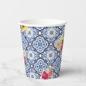 Blaue Verzierte Blütenfrucht Berries Sizilianische Pappbecher (Vorderseite)