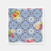 Blaue Verzierte Blütenfrucht Berries Sizilianische Serviette (Vorderseite)