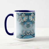 Blaue Verzierte florale Tasse (Links)