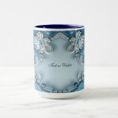 Blaue Verzierte florale Tasse (Zentrum)