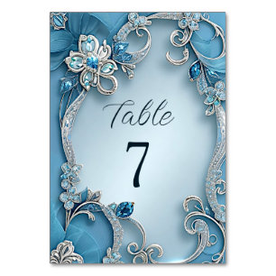 Blaue Verzierte florale Tischnummer