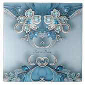 Blaue Verzierte Keramik Fliese (Vorderseite)